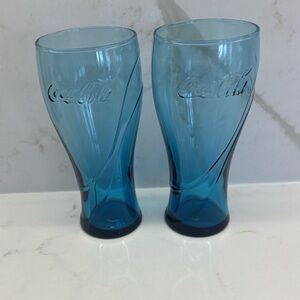 2 Coca-Cola McDonald's Collector's Limited Edition 2018 Curved Blue Glasses